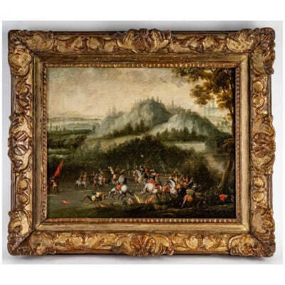 Francesco Graziani dit Ciccio Napoletano Battle scene oil on panel Italian School circa 1680-1690