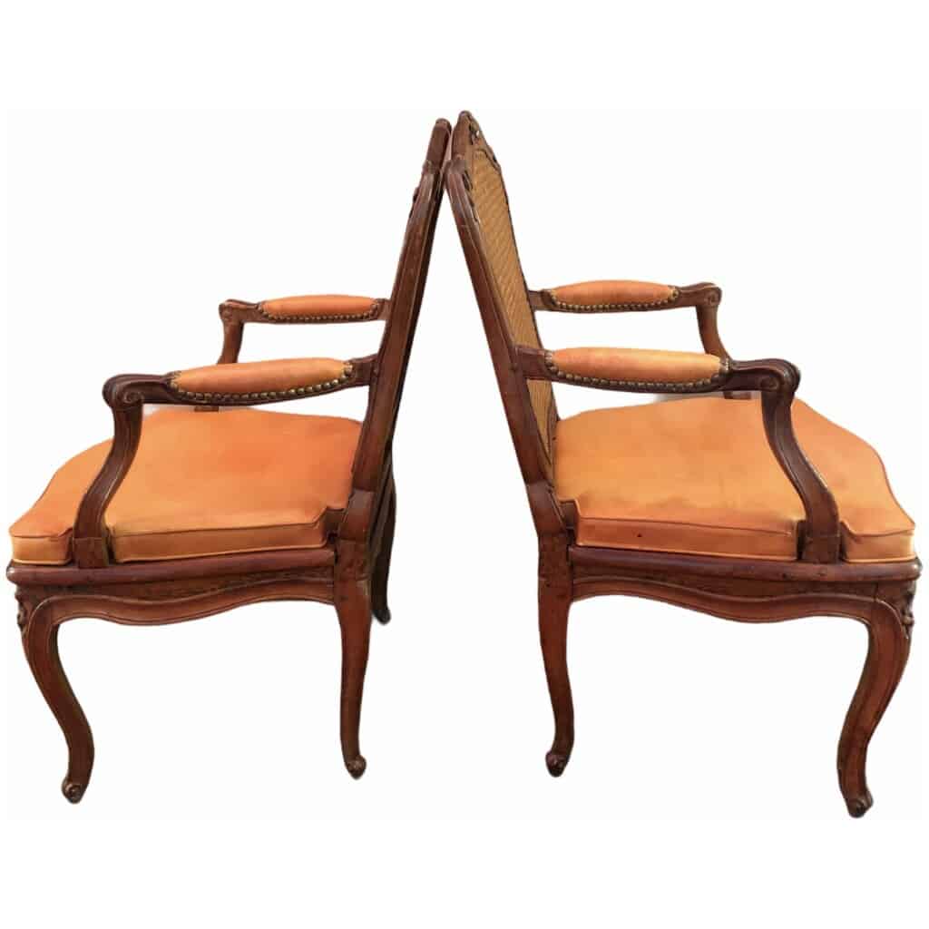 Paire de fauteuils d’époque Régence en bois naturel estampillés Jean Avisse 10