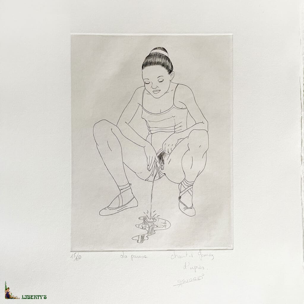 Carton with 20 erotic intaglio engravings on Vellum demi-raisin (32.5 cm x 50 cm) numbered 15/20 and signed by Chantal Gomez after Andrei, (1980-1990) 3