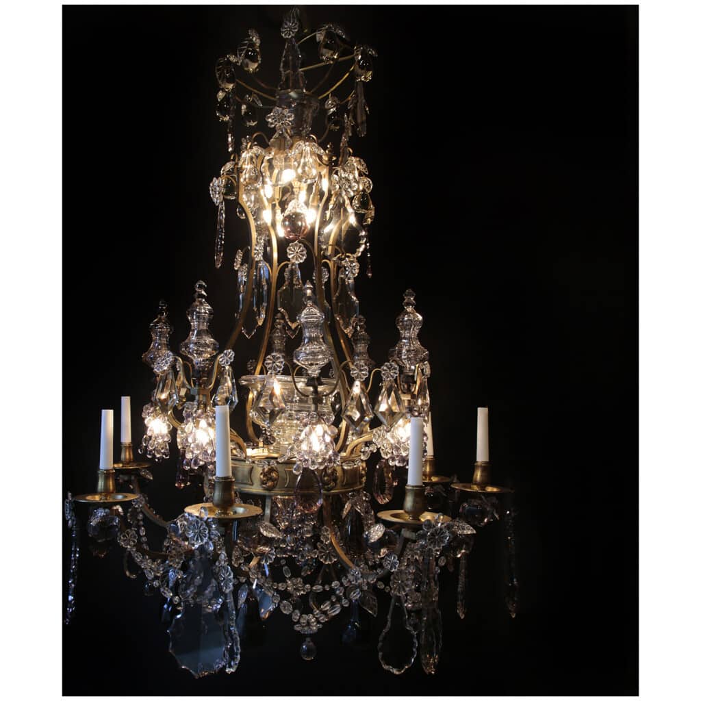 Fruit chandelier in cut crystal and gilded bronze, XIXe 3