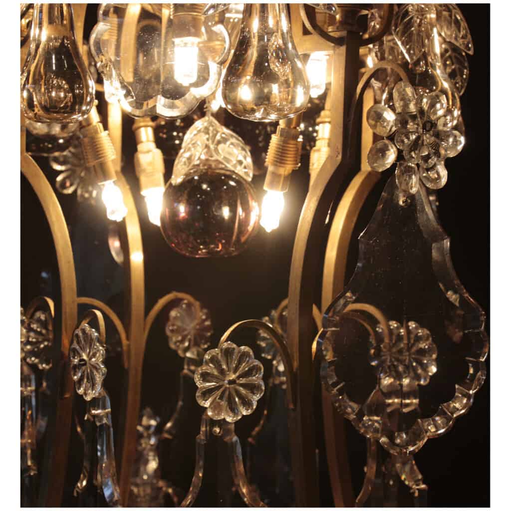 Lustre aux fruits en cristal taillé et bronze doré, XIXe 12