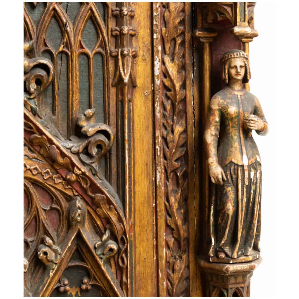 Cathèdre néo-gothique en chêne sculpté doré et laqué, XIXe 11