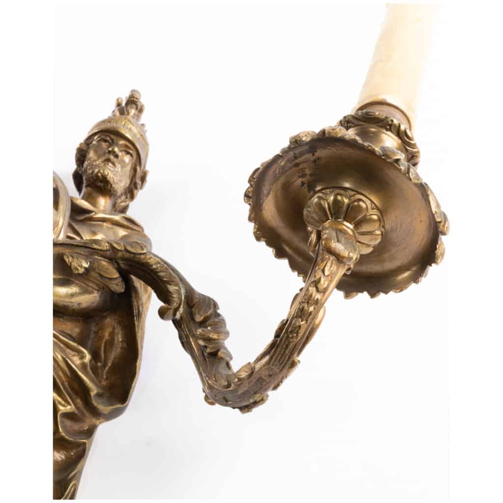 Pair of gilt bronze soldier sconces, XIXe 12