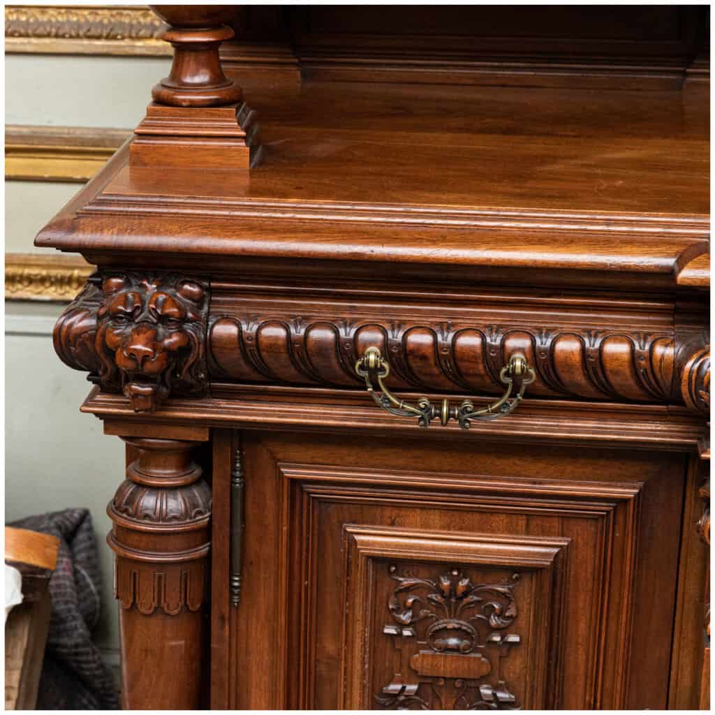 Neo-renaissance dining room in carved walnut, XIXe 12