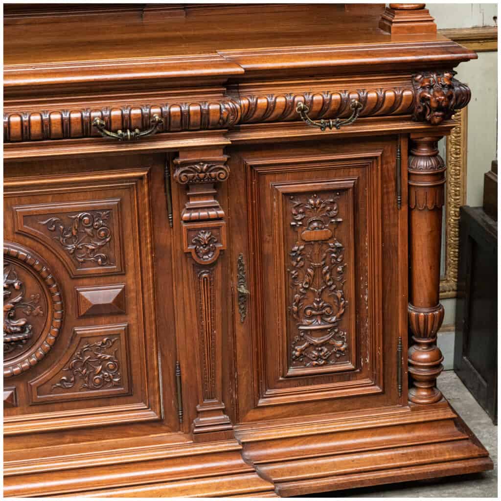 Neo-renaissance dining room in carved walnut, XIXe 14