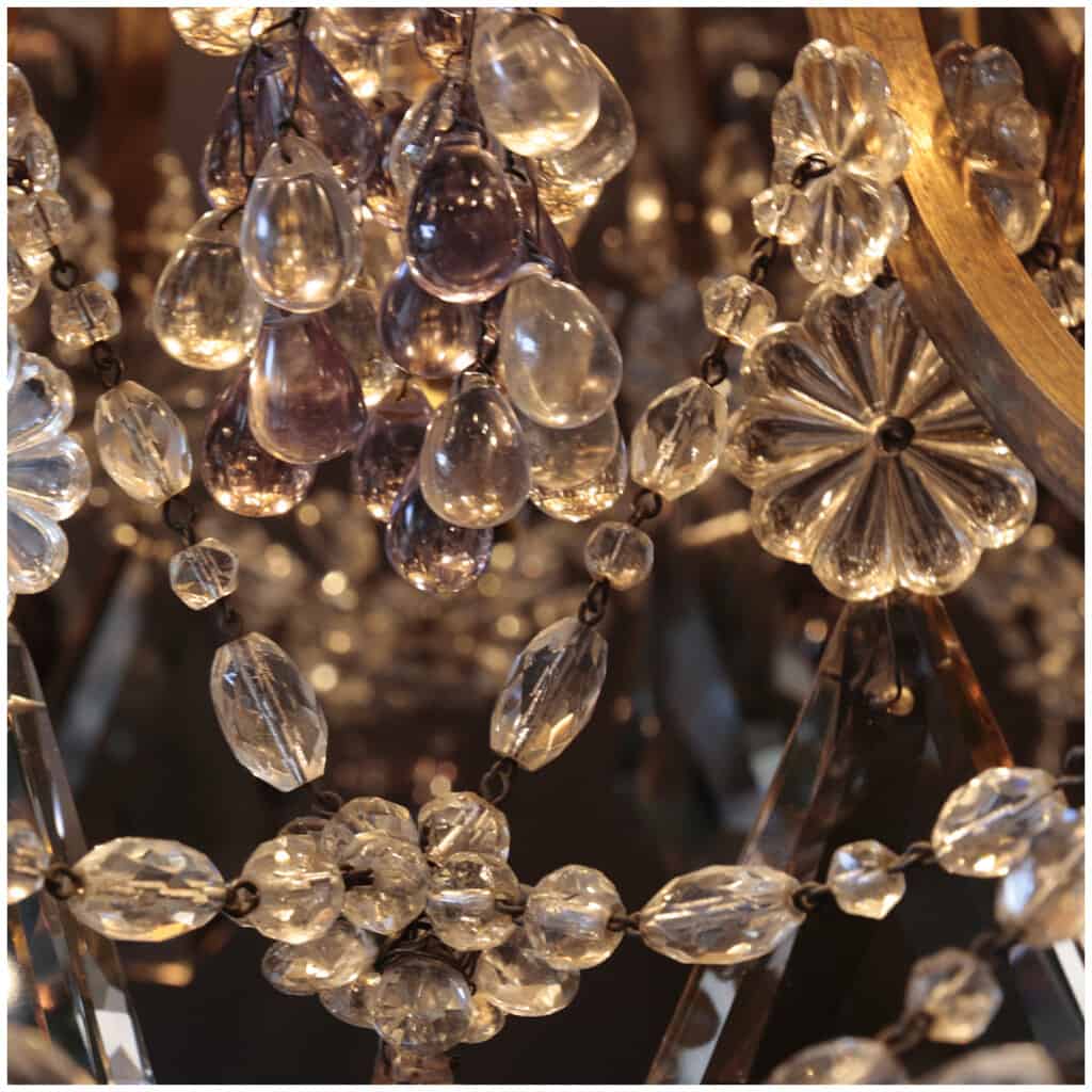 Lustre aux fruits en cristal taillé et bronze doré, XIXe 14