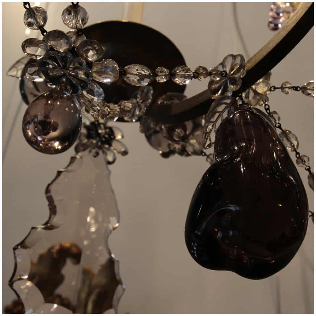 Lustre aux fruits en cristal taillé et bronze doré, XIXe 15
