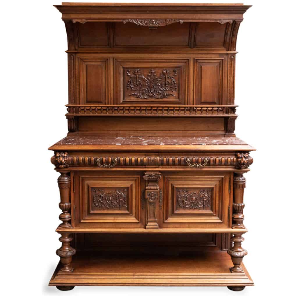 Neo-renaissance dining room in carved walnut, XIXe 15