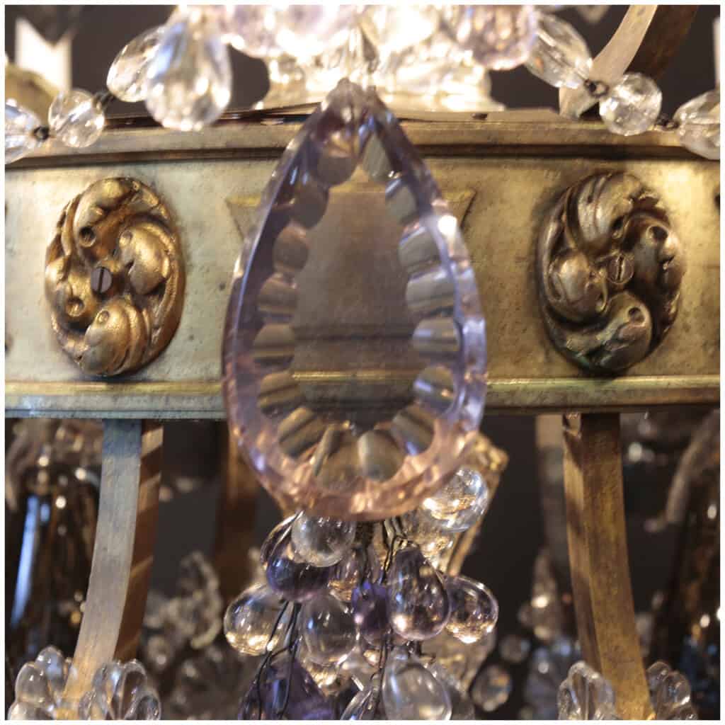 Lustre aux fruits en cristal taillé et bronze doré, XIXe 16