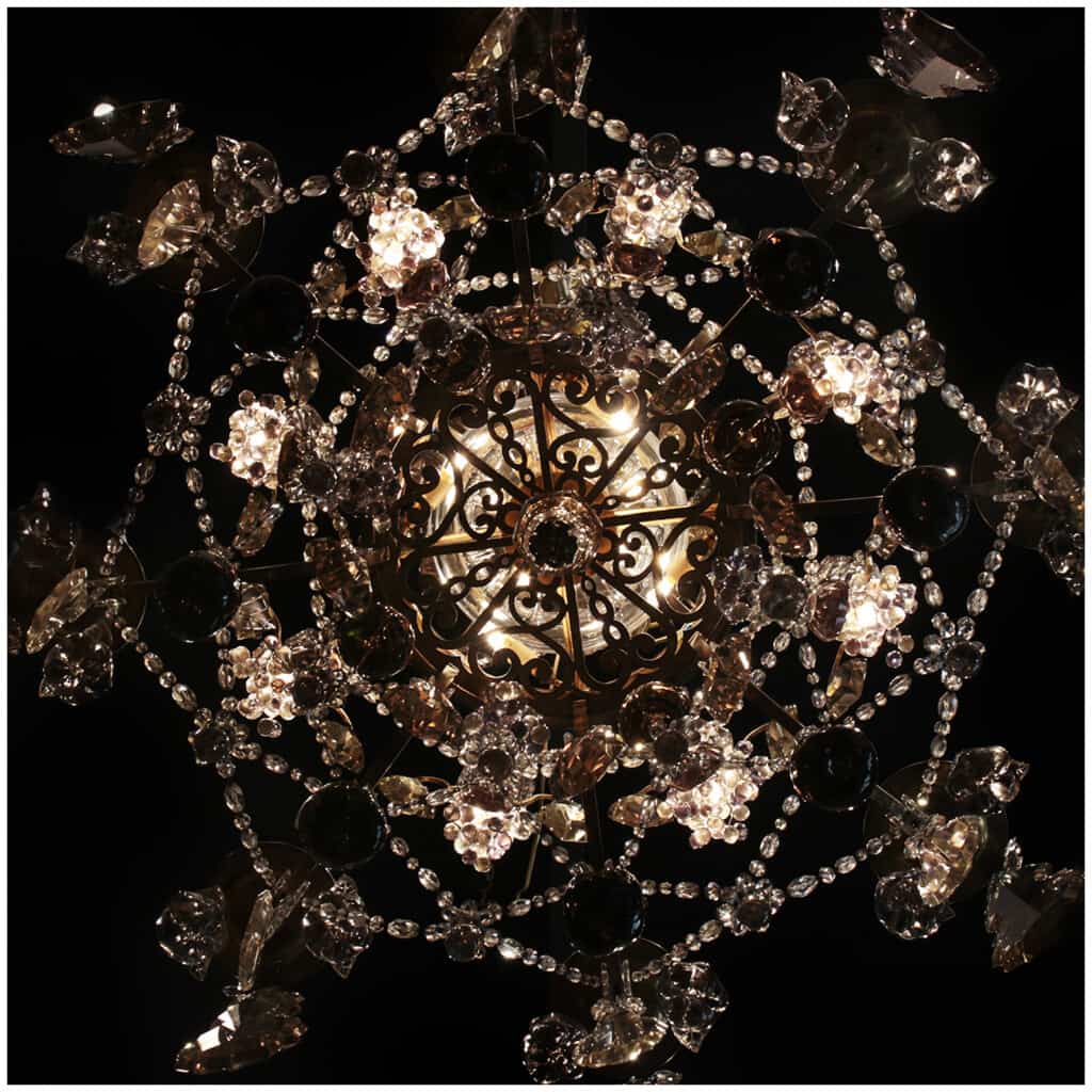 Lustre aux fruits en cristal taillé et bronze doré, XIXe 17