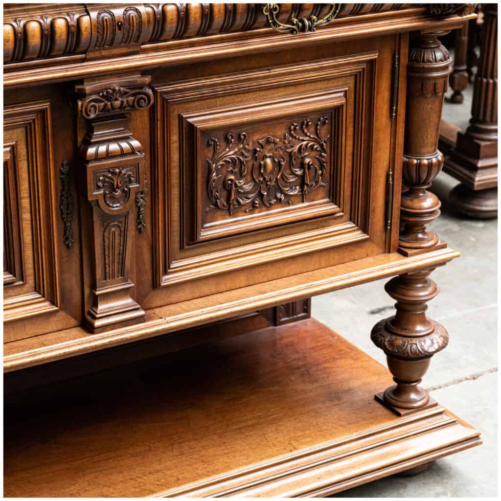 Neo-renaissance dining room in carved walnut, XIXe 21