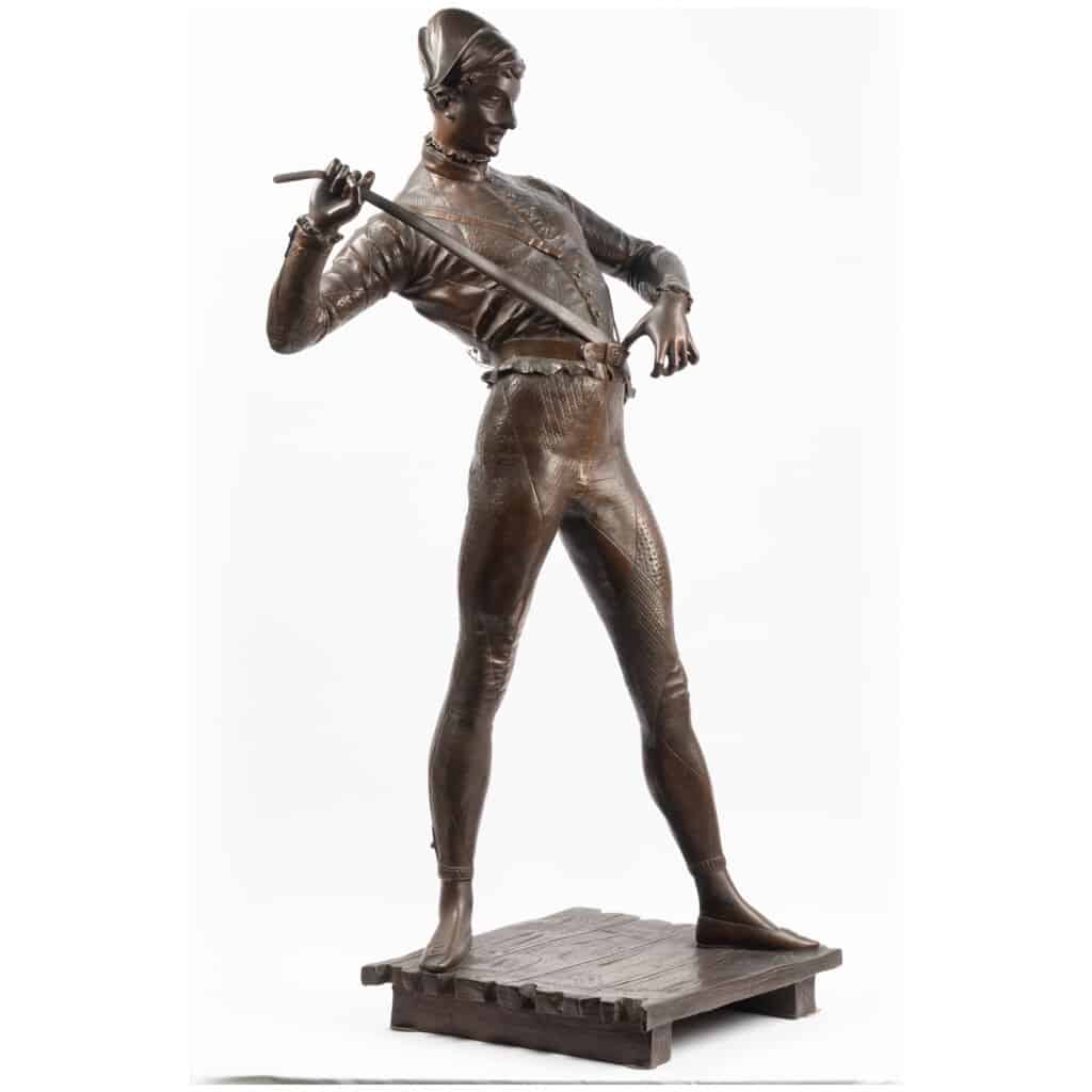 Paul Dubois (1829-1905), « L’arlequin », bronze à patine brune, XIXe » 4