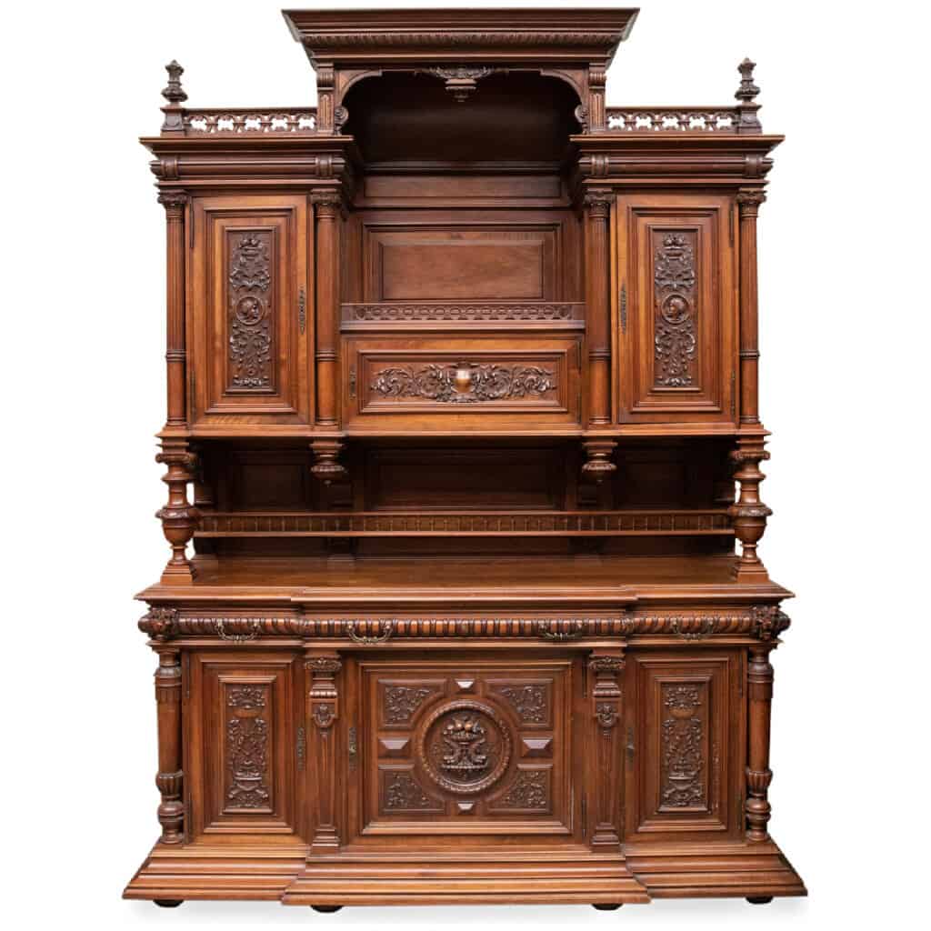 Neo-renaissance dining room in carved walnut, XIXe 4