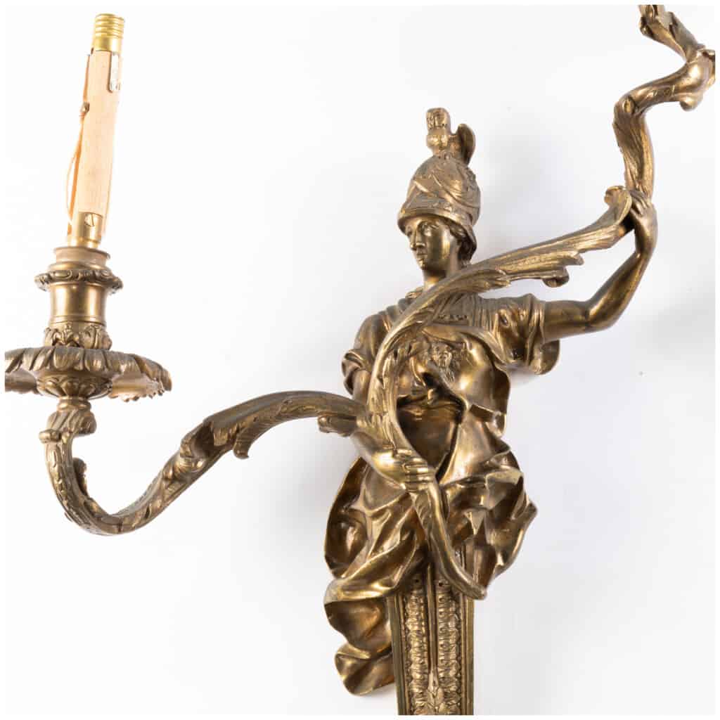 Pair of gilt bronze soldier sconces, XIXe 4