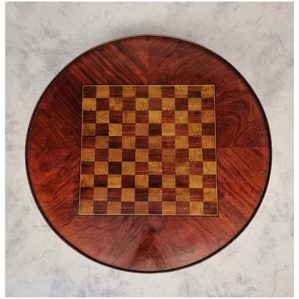 Table Bouillotte Style Louis XVI – Marqueterie de Cubes – Palissandre & Bois de Rose – Fin 18eme 8