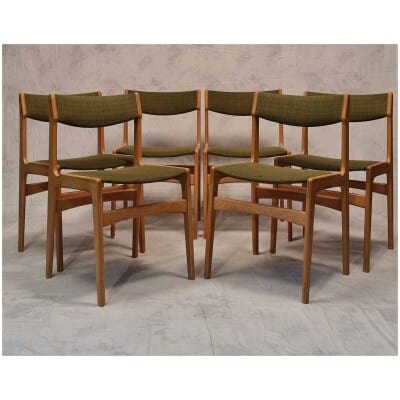 Series of Six Scandinavian Chairs – Erik Buch – Oak – Ca 1960