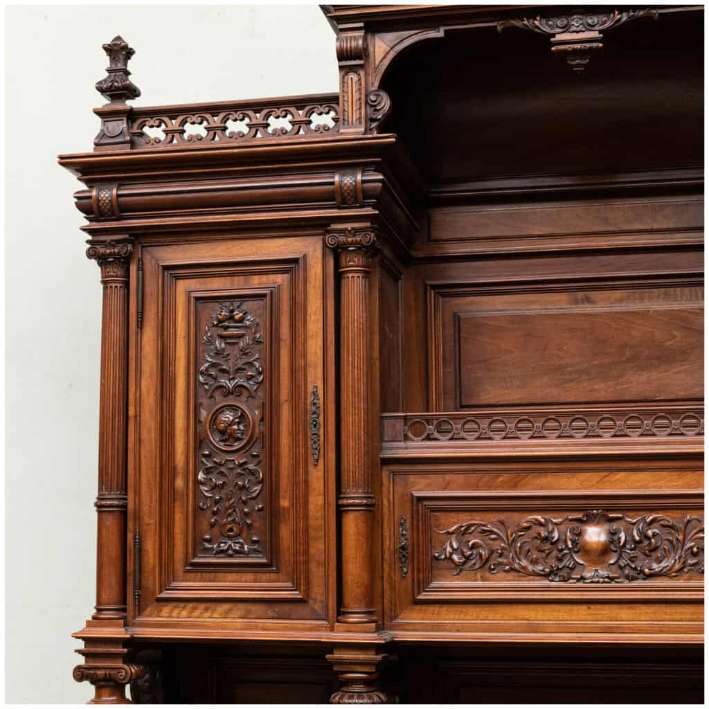 Neo-renaissance dining room in carved walnut, XIXe 5