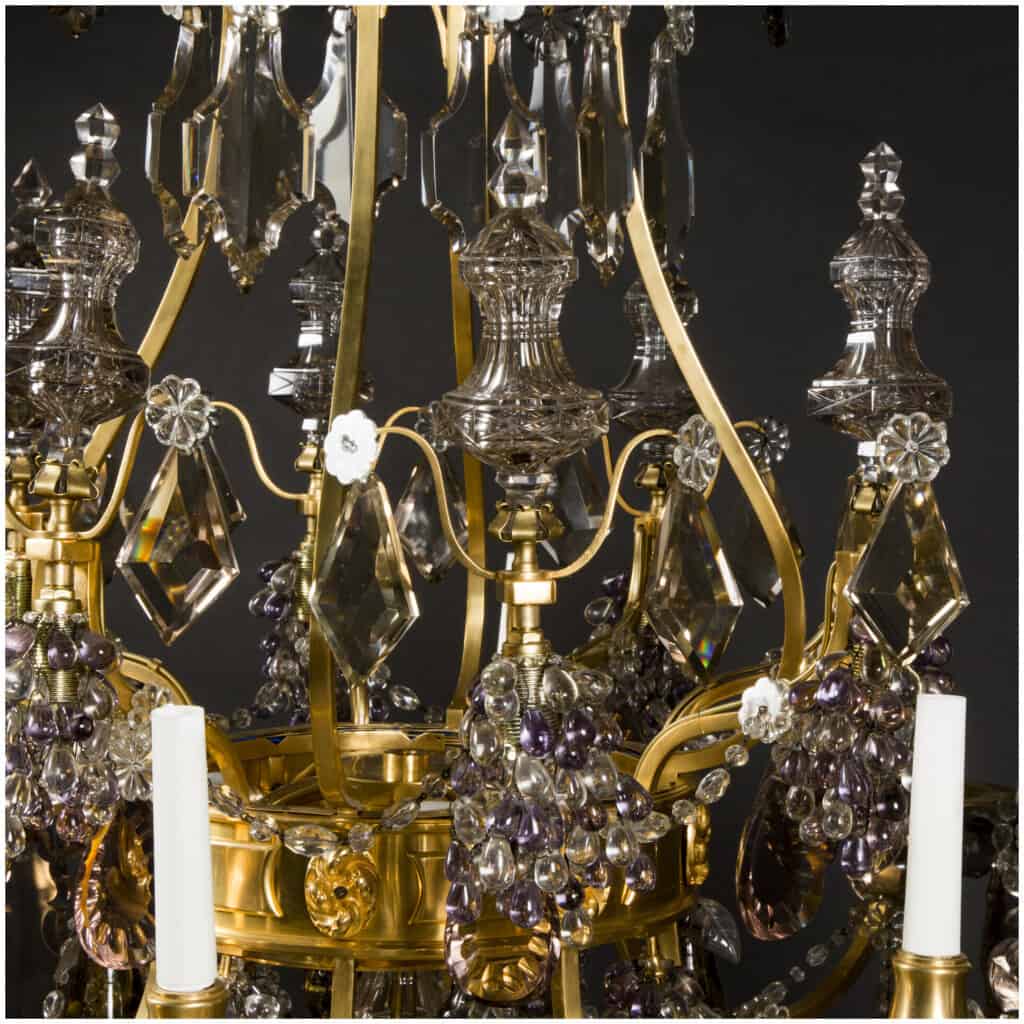 Fruit chandelier in cut crystal and gilded bronze, XIXe 5