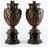 Ferdinand Barbedienne (1810-1892), Paire de cassolettes en bronze sur socle en marbre noir, XIXe 18