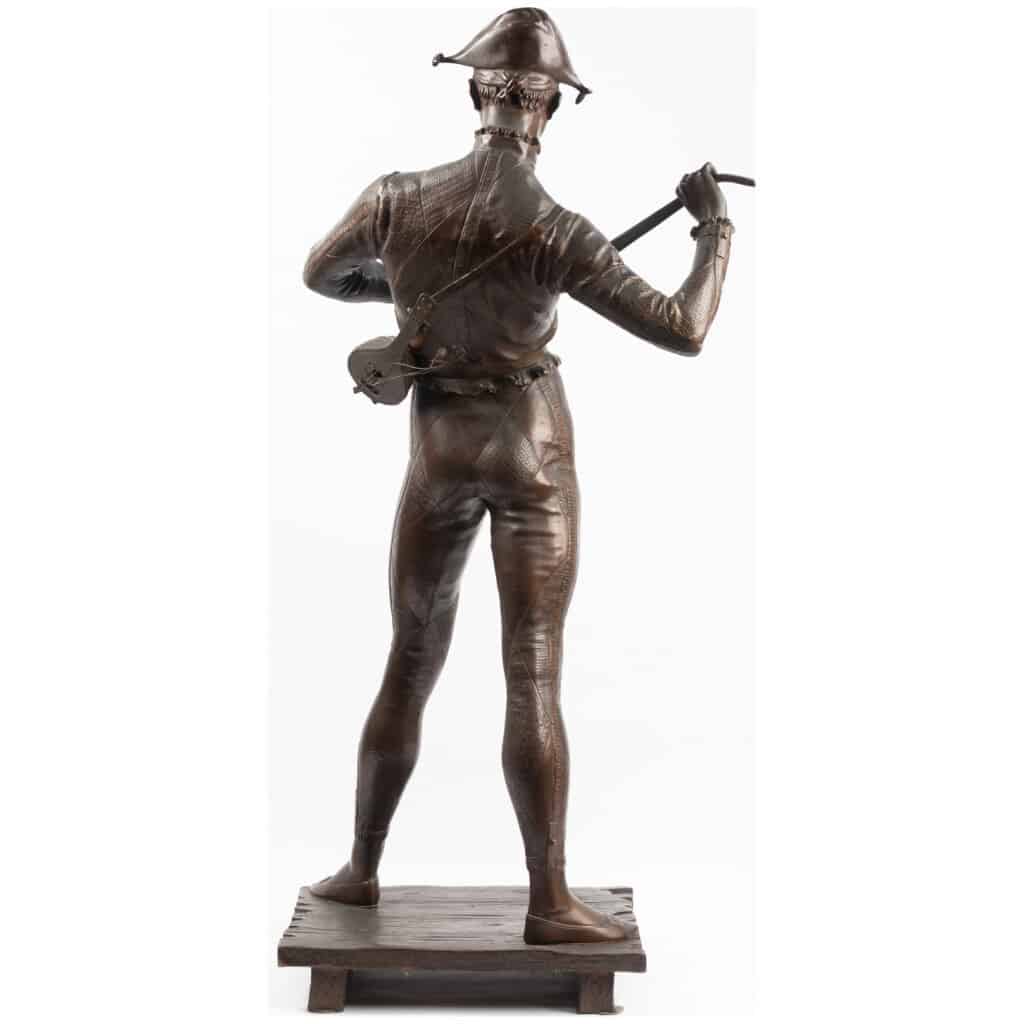 Paul Dubois (1829-1905), "The harlequin", bronze with brown patina, XIXe » 6