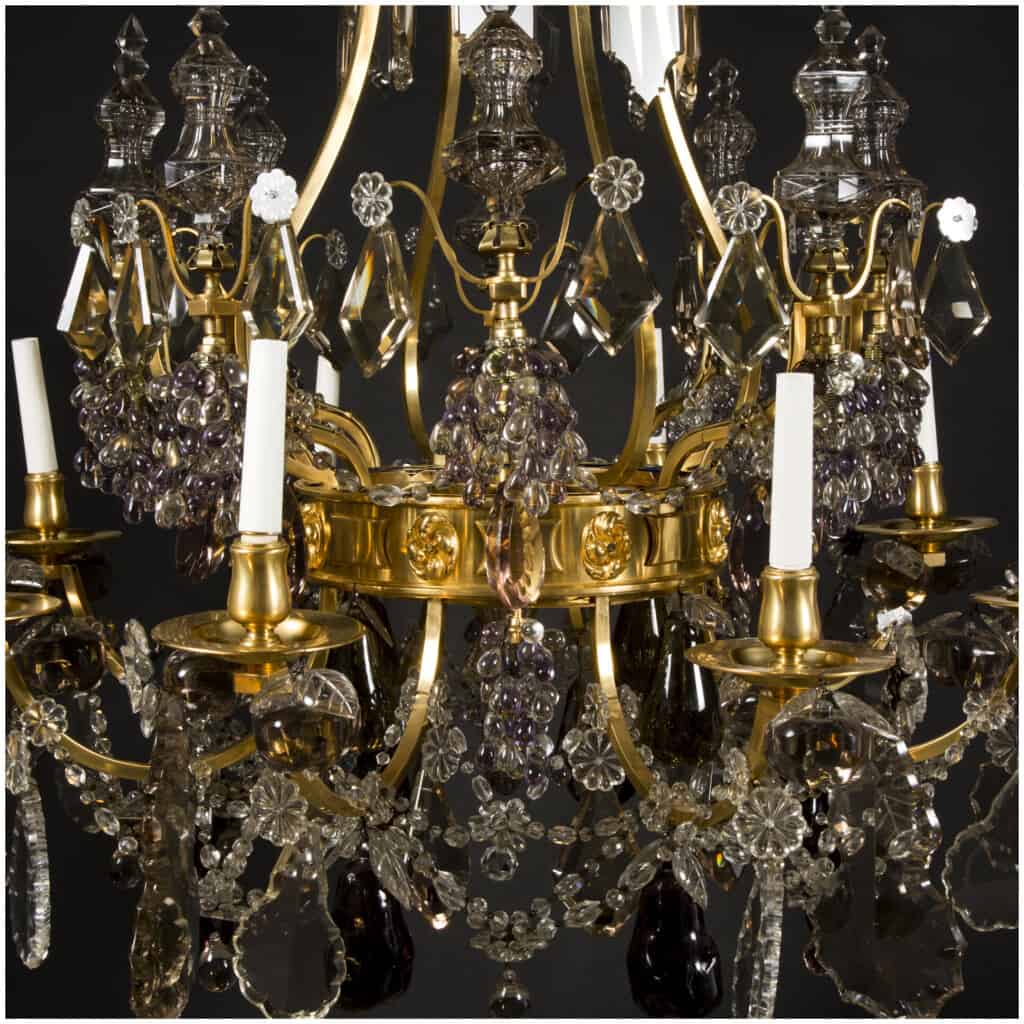 Fruit chandelier in cut crystal and gilded bronze, XIXe 6