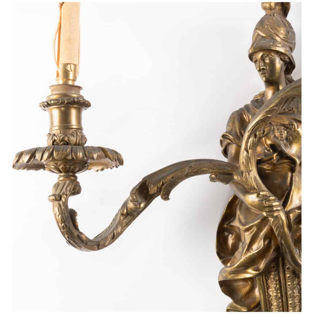 Pair of gilt bronze soldier sconces, XIXand 6