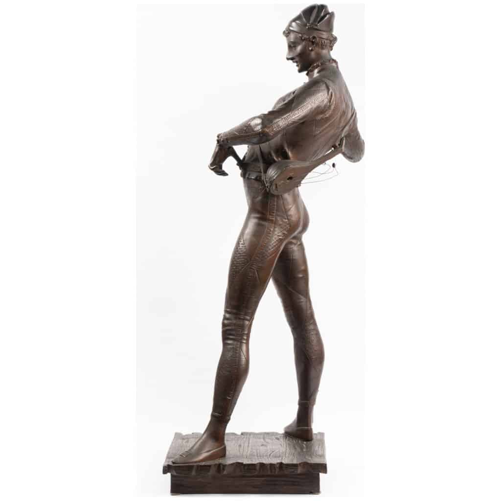 Paul Dubois (1829-1905), "The harlequin", bronze with brown patina, XIXe » 7