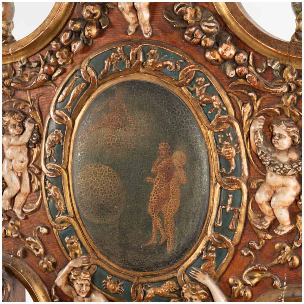 Fauteuil d’apparat « Adam et Eve » en bois sculpté doré et laqué, XIXe 8