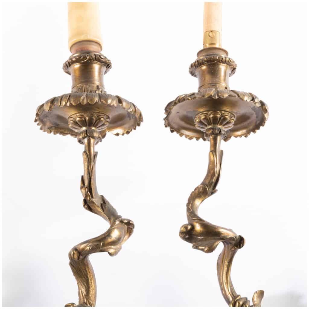 Pair of gilt bronze soldier sconces, XIXand 8