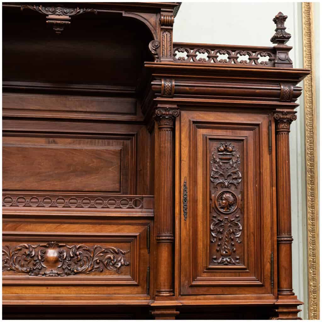 Neo-renaissance dining room in carved walnut, XIXe 8