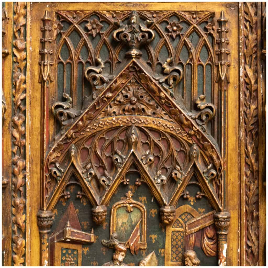 Cathèdre néo-gothique en chêne sculpté doré et laqué, XIXe 9