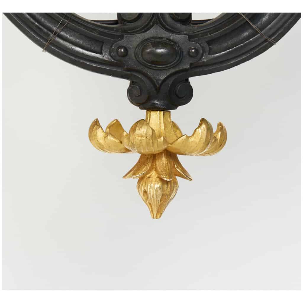 Spectacular chandelier with 5 bronze dragons with double patina, XIXand 9