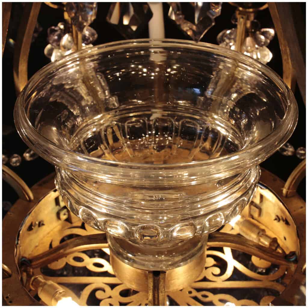 Lustre aux fruits en cristal taillé et bronze doré, XIXe 9