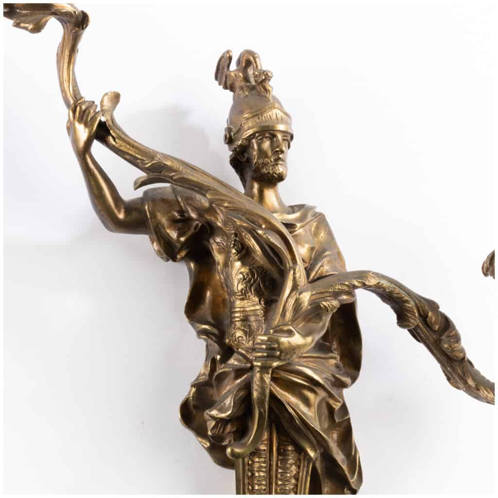 Pair of gilt bronze soldier sconces, XIXand 9