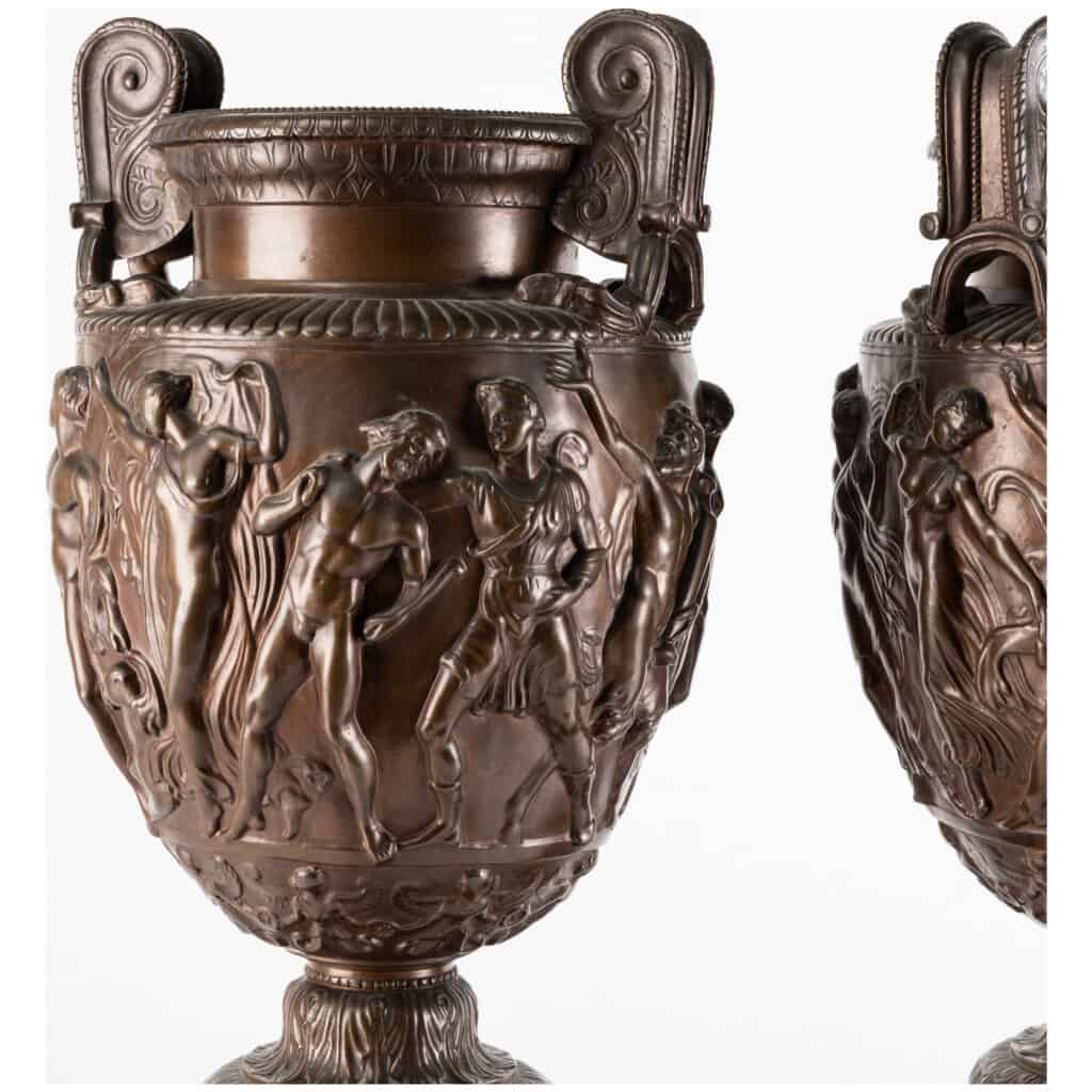 Ferdinand Barbedienne (1810-1892), Paire de cassolettes en bronze sur socle en marbre noir, XIXe 10