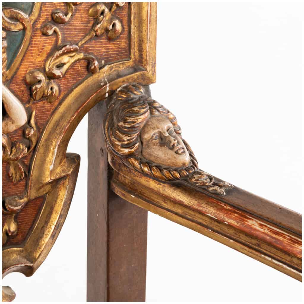 Fauteuil d’apparat « Adam et Eve » en bois sculpté doré et laqué, XIXe 10