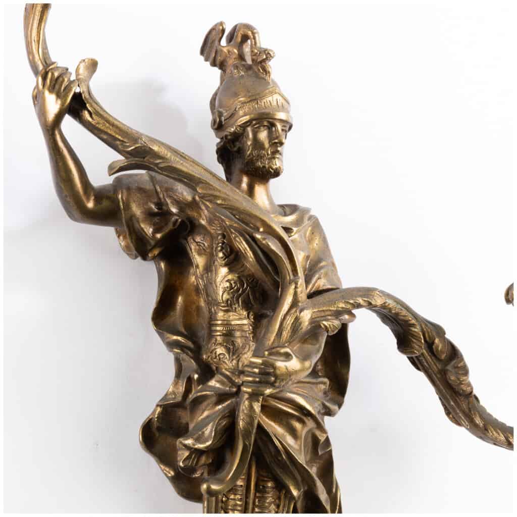 Pair of gilt bronze soldier sconces, XIXand 10