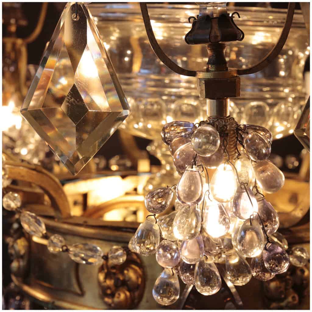 Lustre aux fruits en cristal taillé et bronze doré, XIXe 11