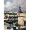 BARNOIN Henri tableau 20ème siècle « Concarneau (Bretagne) Le marché » Peinture huile sur toile signée 19