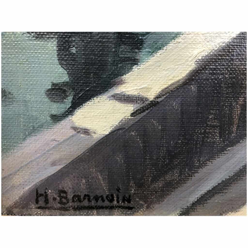 BARNOIN Henri tableau 20ème siècle « Concarneau (Bretagne) Le marché » Peinture huile sur toile signée 5