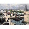 BARNOIN Henri tableau 20ème siècle « Concarneau (Bretagne) Le marché » Peinture huile sur toile signée 28