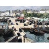 BARNOIN Henri tableau 20ème siècle « Concarneau (Bretagne) Le marché » Peinture huile sur toile signée 23