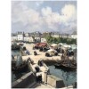 BARNOIN Henri tableau 20ème siècle « Concarneau (Bretagne) Le marché » Peinture huile sur toile signée 21