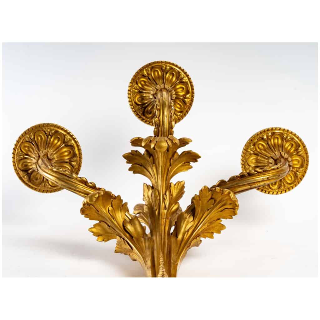 Series of four Transition style sconces in gilded bronze. XIX th century. 6