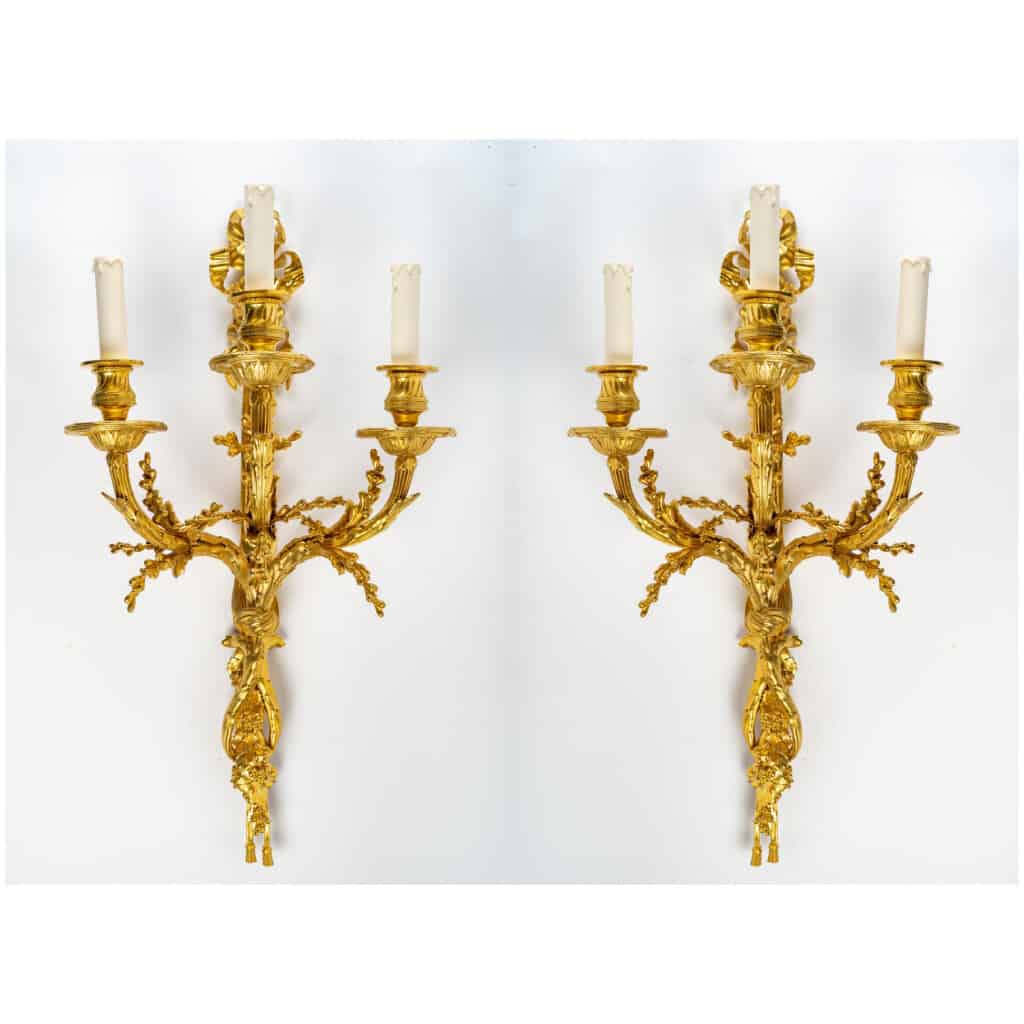 Pair of Louis style sconces XVI dated 1881. 11