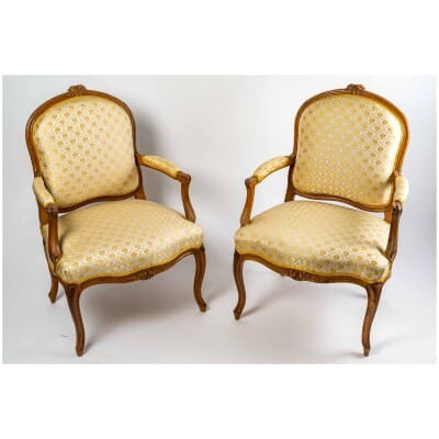 Pair of Louis XV period armchairs (1724 - 1774).
