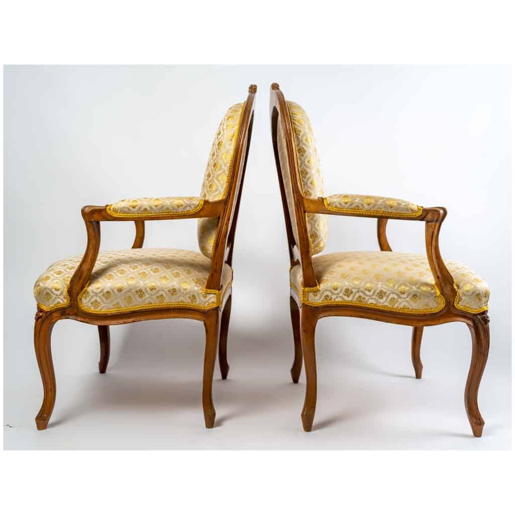 Pair of Louis XV period armchairs (1724 - 1774). 7