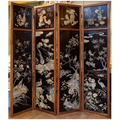 Screen in Coromandel lacquer. XVIIIth century. 3