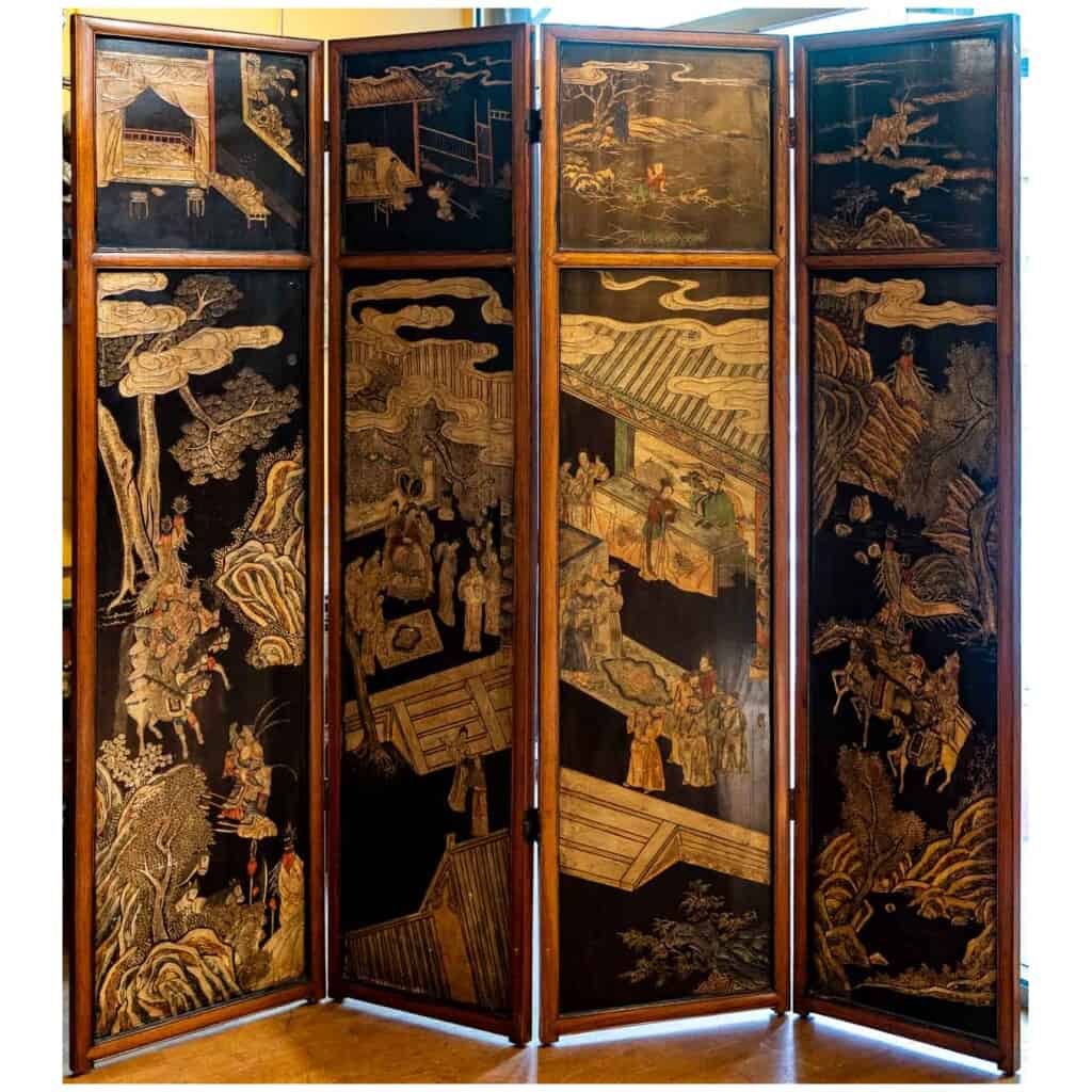 Screen in Coromandel lacquer. XVIIIth century. 12