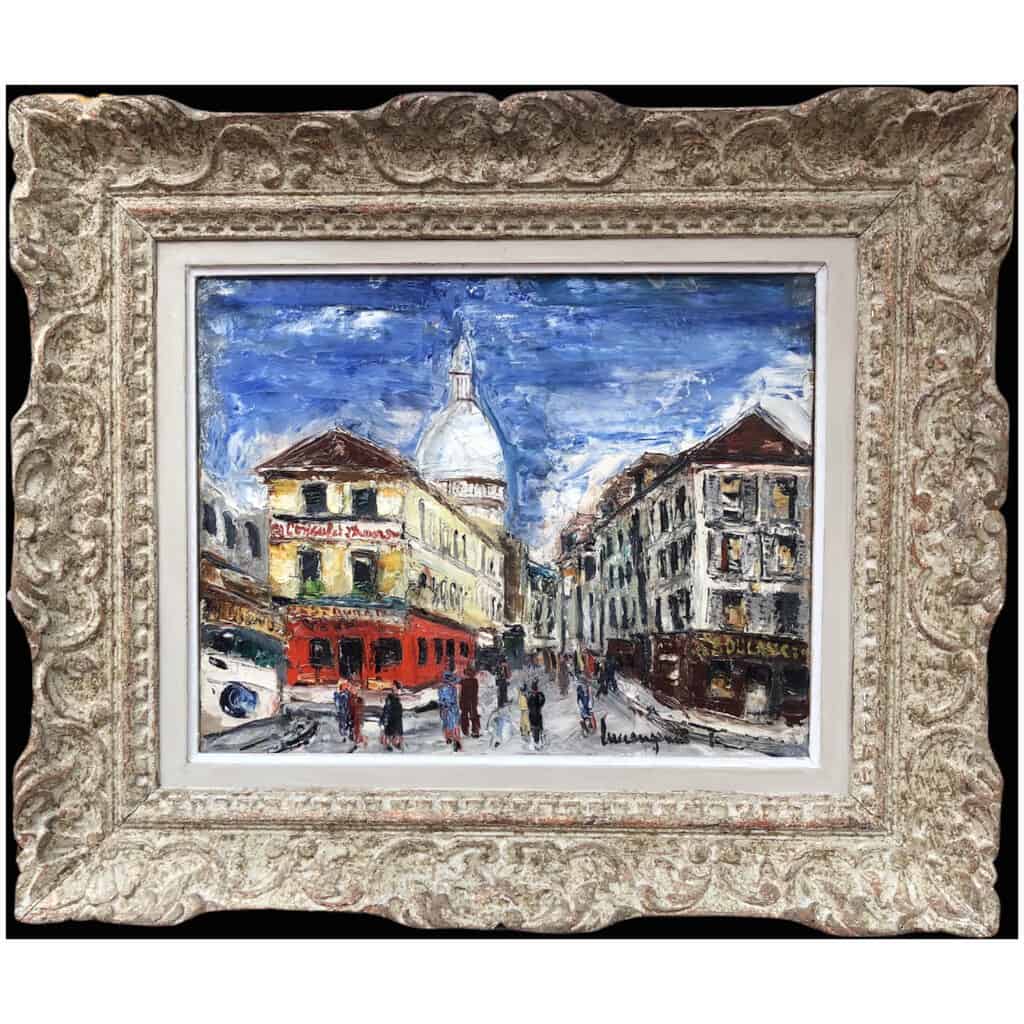 GENIN Lucien Painting 20th Paris Montmartre Rue Norvins XXth Painting Oil On Canvas Signed 12